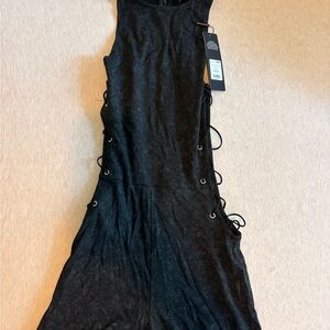 Black Sleeveless Lace-Up Romper